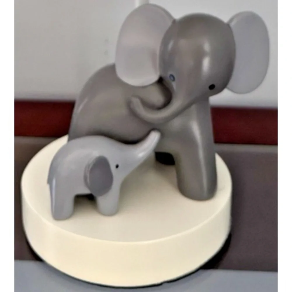 Elephant Nursery Table Lamp Lambs & Ivy Mother Baby Gray White w/ Shade